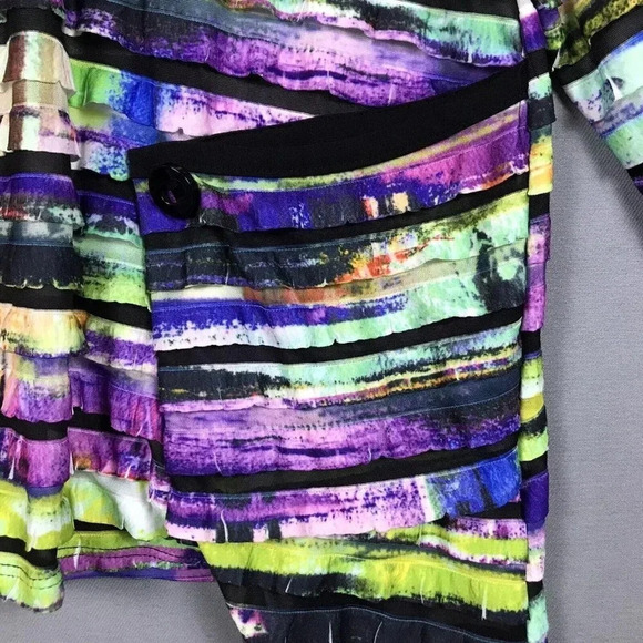 IC BY CONNIE K Textured Tiered Ruffle Tunic Top Size XL Pockets Colorful Artsy - Picture 9 of 15